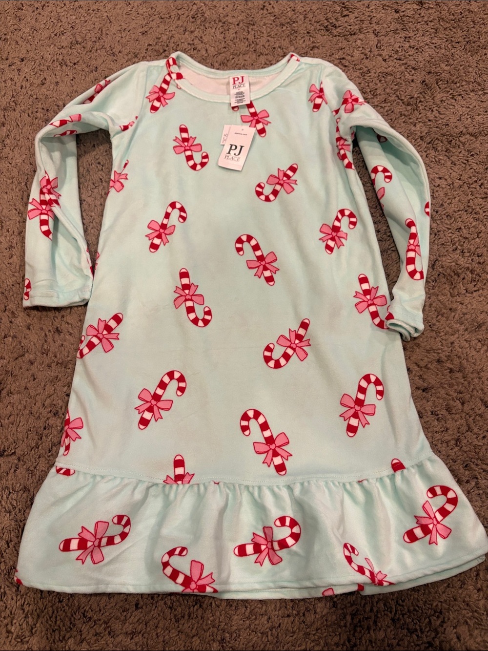 Place Mint Green Candy Cane Print Girls' Nightgown